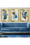 Wavy Lines and Colorful Leaves 3 Piece Gold Plexi Mirror Painting