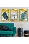 Deer and Colorful Leaves 3 Piece Gold Plexi Mirror Painting - 2