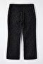 Siyah Süet Görünümlü Leopar Desenli Yüksek Bel Wide Leg/Geniş Paça Büyük Beden Jeans TBBAW26CJ00045 - 4