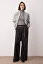 Siyah Wide Leg/Geniş Paça Yüksek Bel Dokuma  Pantolon TWOAW23PL00302 - 2