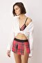 Black-Red Christmas Themed Plaid / Checkered Capless 3-Piece Lingerie Set Thmaw26Cc00033 - 2