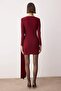 Koyu Bordo Düz Örme Kısa / Mini Elbise TPRAW26EL00037 - 4