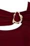 Bordo Aksesuar ve Cut Out Detaylı Vücuda Oturan Esnek Örme Bluz TBBAW26AF00083 - 3
