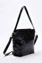 Black Textured Double Handle Adjustable Mini Size Women's Shoulder Bag Takss26Oc00034 - 2