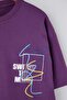 Purple Oversize/Wide Cut Letter Printed 100% Cotton T-Shirt Tmnss21Ts3438 - 7