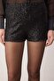 Siyah Extra/Süper Mini Örme Payet Şort TPRAW26SR00006 - 5
