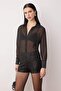 Siyah Extra/Süper Mini Örme Payet Şort TPRAW26SR00006 - 3