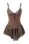 Vizon Dantelli Düğmeli Askılı Kapsız Külotlu Babydoll/Fantezi Gecelik THMAW26LL00003 - 6
