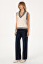 Women's Cream V-Neck Sweater 50297131 -Vr071 - 4