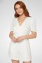 Women Textured Short Sleeve Playsuit, White - 2