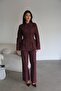 Plum Button Detailed Blazer Jacket and Pants Bottom Top Premium Denim Suit - 5