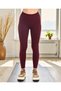 Claret Red Women's High Waist Non-Marking Flexible t Shaping / Sculpting D Stitch-Free S Seamless Plain Sports Leggings - 4