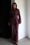 Plum Button Detailed Blazer Jacket and Pants Bottom Top Premium Denim Suit - 2
