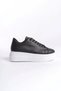 Delit Black and White Matte Leather Guaranteed Lightweight Orthopedic Women's Sports Lace-Up Casual Shoes Sole 5 cm - 6