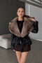 Women's Black New Season Fur Collar Premium Leather Coat