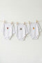 3-Piece Embroidered Snap Fastener Long Sleeve Baby Bodysuit 100% Cotton - 4