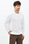 Men's White Slim Fit Long Sleeve Polo Neck Knitwear Sweater - 3