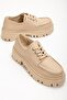 Minnet Women's Nude Lace-Up Loafer Shoes
