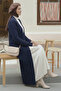 Knitted Patterned Long Knitwear Cardigan R4251 Indigo - 2