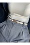 Lose Patterned Women's Gold Buckle Belt Jacket Belt Dress Belt Trouser Belt
