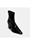 Women's Black Metal Toe Detailed Heeled Stretch Boots - 5