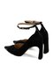 Women's Black Suede Heeled Evening Dress Shoes - 6