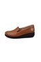 Women's Tan Wedge Heeled Leather Desacomfort Casual Shoes - 3