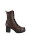 Women's Brown Heeled Leather Boots - 2