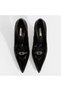Women's Black Stone Buckle Detailed Patent Leather Heeled Evening Shoes - 7