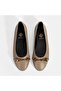 Women's Brown Leather Ballerinas with Metal Buckle Accessories - 7