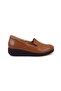 Women's Tan Wedge Heeled Leather Desacomfort Casual Shoes - 2