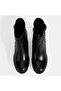 Women's Black Metal Buckle Detailed Heeled Leather Boots - 7