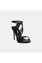 Women's Black Glittery Banded Heeled Evening Dress Shoes - 4
