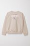 Girl's Tracksuit Set with Lettering Print and Floral Back Design, Ages 4-9, Beige - 8