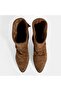 Women's Tan Tassel Detailed Suede Heeled Boots - 7
