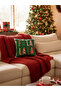 Fa La La La Written Christmas-Themed Double-Sided Suede Throw Pillow Cover - Christmas Throw Pillow Cover - 2