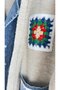 Beige Cardigan with Embroidered Jeans Detail on Pockets - 6