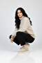 Beige Medium Size Women's Suede Boots PC-52710 - 2
