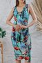 Women's Cross Collar Bird's Eye Lace Detailed Midi Dress - 4