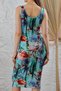 Women's Cross Collar Bird's Eye Lace Detailed Midi Dress - 6