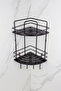 Black Double Wire Shampoo Holder with Stainless Steel Wire Hanger and Crystal Shelf Adhesive Bathroom Corner Shelf / Rack - 3