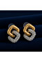 Gold Zircon Stone Mesh Earrings - Tarnish-Free Premium Series - 3