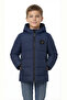 Navy Blue Boy's Coat - Water and Windproof, Thick Fleece Hooded - 3