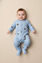 Ribbed Cotton, Blue Teddy Bear Patterned Baby Romper – 9 Months - 7
