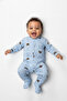 Ribbed Cotton, Blue Teddy Bear Patterned Baby Romper – 9 Months - 5