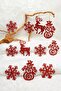11 Pieces Glitter Ornament Red Christmas Pine Tree Ornament 13 Cm - 8