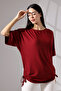 Chuy Women's Soft Textured Batwing Sleeve Hem Lace-Up Diagonal Jacquard Blouse & Combed Cotton Blouse - Burgundy