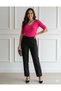 Women's Pink Knitwear V-Neck T-Shirt - 4