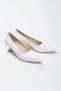 Women's White Faux Leather Skin Short Goblet Heels Comfortable and Stylish Stiletto - 3