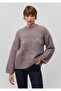 Purple Crew Neck Wool Blended Sweater - Loose Fit 1710564 -88549